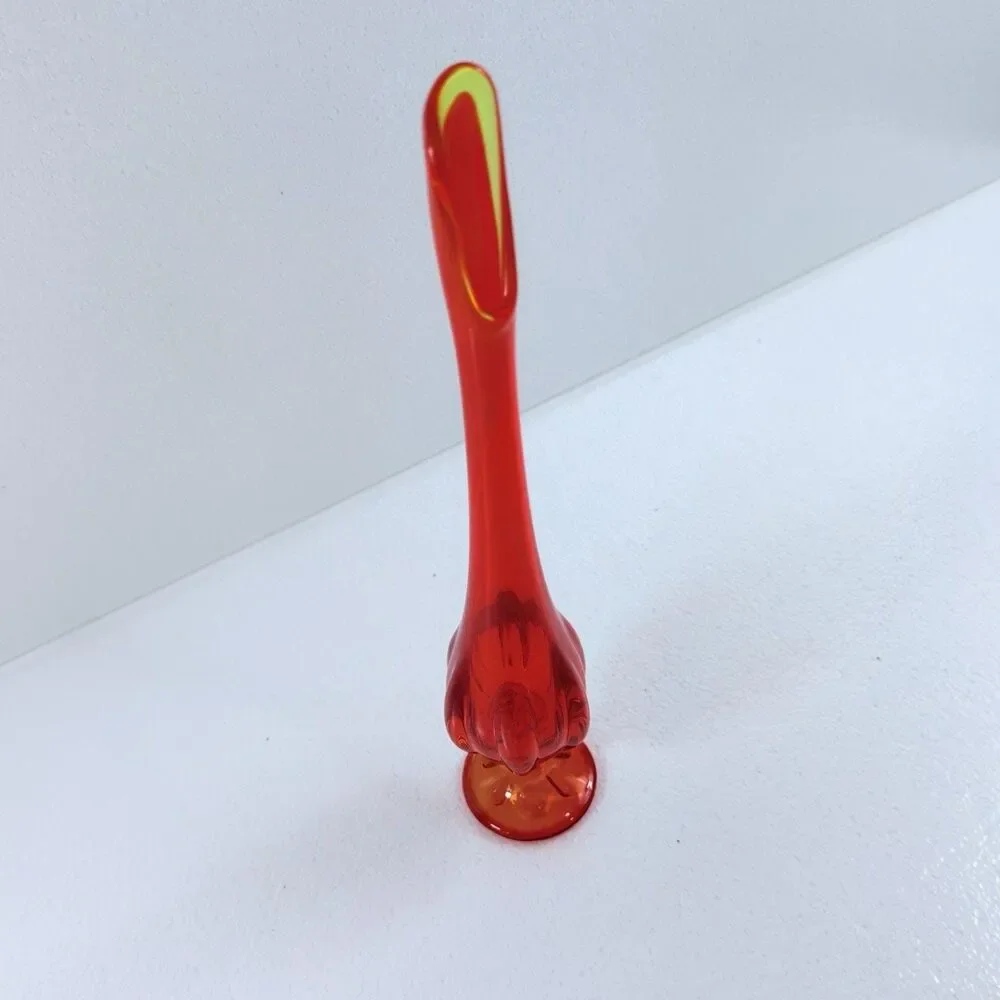 Vintage Viking Glass Swung Vase Amberina Persimmon Mid Century Modern 14